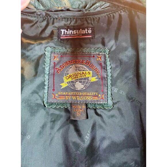 Vintage Wilson’s Leather Green Leather Jacket w/ Thinsulate Womens Small 80s 90s - Picture 10 of 12